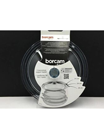 Paşabahçe 590280 Borcam Tencere Kapağı 24-26-28cm Tekli