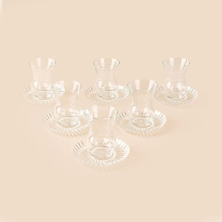 Paşabahçe Beykoz 6 Kişilik 12 Parça Çay Takımı - Şeffaf - 145 ml