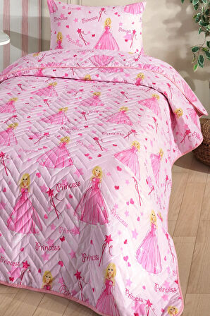 Prenses Desenli Çocuk-Genç Odası Tek Kişilik Pike-Yatak Örtüsü Takımı 160 x 230 cm (ÇARŞAFSIZ)