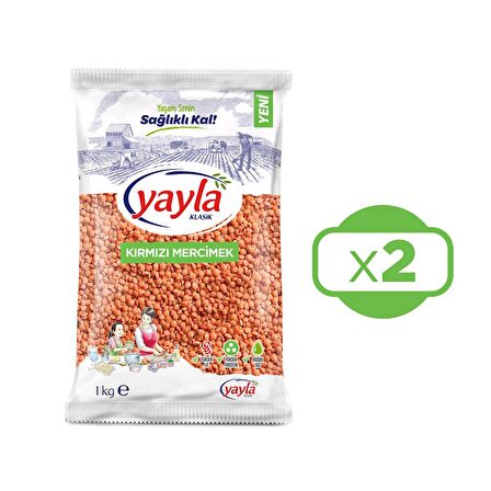 Yayla Bakliyat Kırmızı Mercimek 1 Kg x 2'li Paket