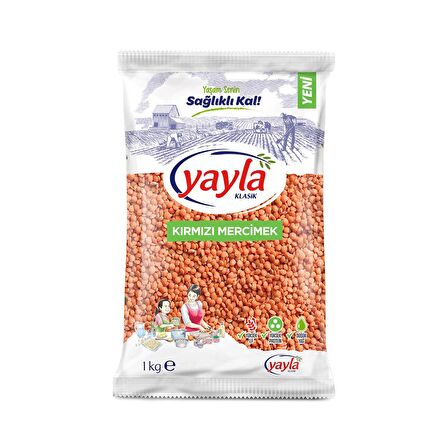 Yayla Bakliyat Kırmızı Mercimek 1 Kg x 2'li Paket