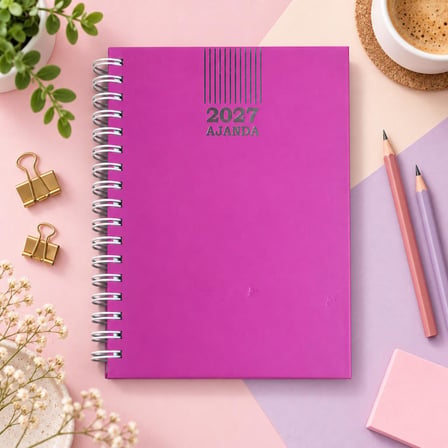 Ofisinn 2027 17x24 cm Sert Kapak Spiralli Günlük Ajanda Planlayıcı PEMBE