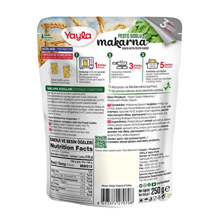 Yayla Yemek Hazır Pesto Soslu Makarna 250 gr