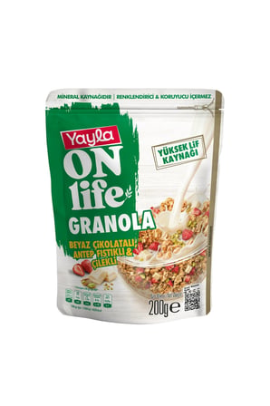 Yayla Onlife Beyaz Çikolatalı Antep Fıstıklı ve Çilekli Granola 200 g x3