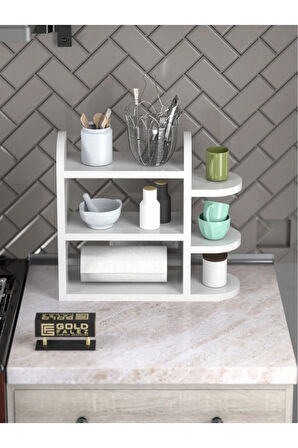 Mutfak Rafı Baharatlık Peçetelik Beyaz