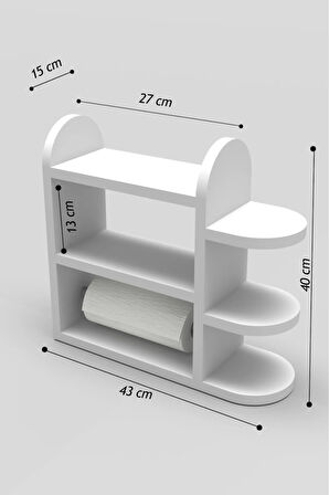 Mutfak Rafı Baharatlık Peçetelik Beyaz