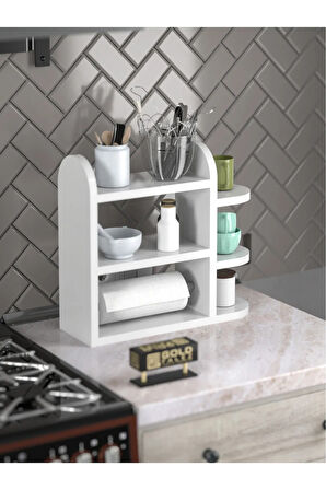 Mutfak Rafı Baharatlık Peçetelik Beyaz