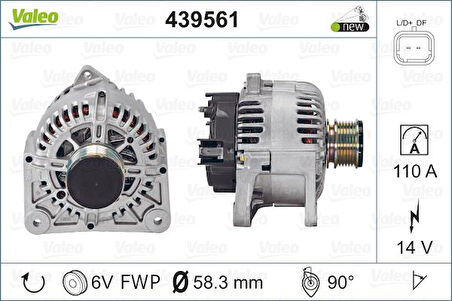 Renault Alternator 12 V 110 A Duster Logan 1.5 DCI - Valeo 406770