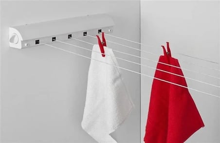 QLÜX 5 ipli, 4.2 Metre BEYAZ ÇEK AS, Otomatik Çamaşır Askısı, Açılır Kapanır Çamaşır Kurutmalık