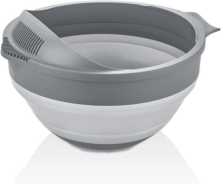 Lüks Plastik Katlanabilir Akordiyonlu Süzgeç - Gri