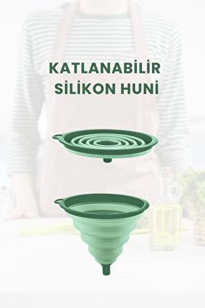 Yer Kaplamaz Katlanabilir Silikon Akordiyon Huni YEŞİL