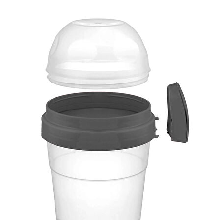 Porsima 4327 Yoğurt Kabı – Pratik Taşınabilir Kaşıklı Atıştırmalık Kabı-Antrasit 650ml+200ml 