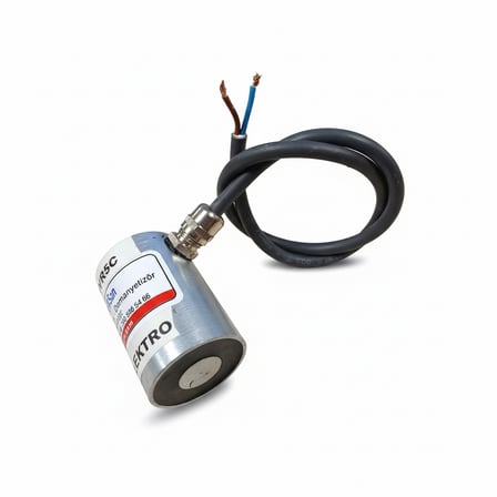 Ø40x60 mm 24V Elektromıknatıs – M6 Bağlantılı, Yandan Kablo Çıkışlı, %100 Çalışma, Güçlü Tutma ve Sürekli Kullanım Tipi