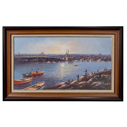 Yağlı Boya Tablo Orijinal 111x69 cm ’GALATA KÖPRÜSÜ VE BALIKÇILAR’’
