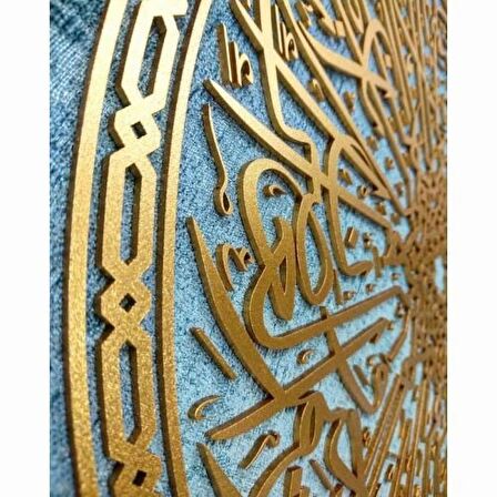 İslami Tablo 91x91 cm El Yapımı Naht Sanatı Dekoratif Çerçeveli ASR SURESİ