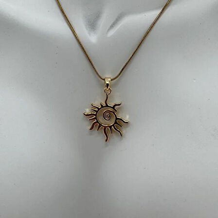 Çelik Gold Güneş Detay Kolye - Gold