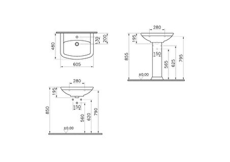 VitrA Valarte 4168B003-0156 Etajerli lavabo, Beyaz, 65x53 cm