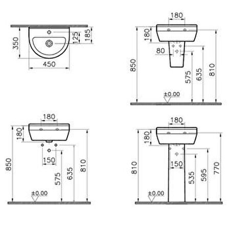 VitrA S50 Lavabo 45 cm 5300L003-0001