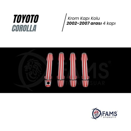 Toyota Corolla Krom Kapı Kolu 4 Kapı 2002-2007 P. Çelik