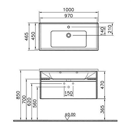 VitrA S50+ Lavabo Dolabı 100 cm Parlak Beyaz 54742