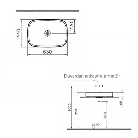 VitrA Memoria Infinit Çanak lavabo M58000003000 TV - 63 cm - Beyaz