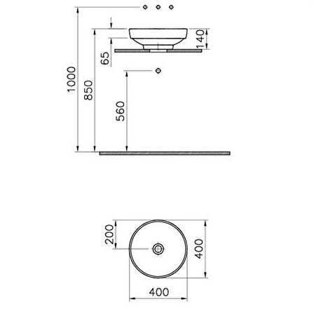 VitrA Water Jewels Çanak Lavabo 40 cm Platin 4334B071-0016