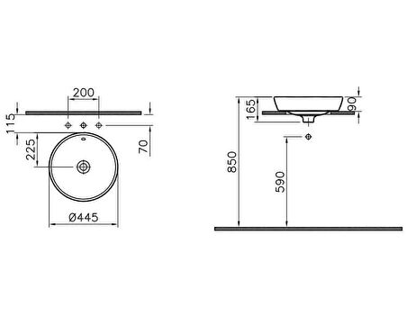 Metropole Çanak Lavabo 45 cm-Beyaz