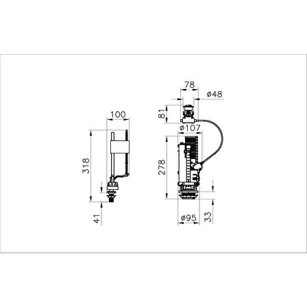 KALİTE VİTRA Rezervuar İç Takım, Alttan Su Girişli, 3/6 L