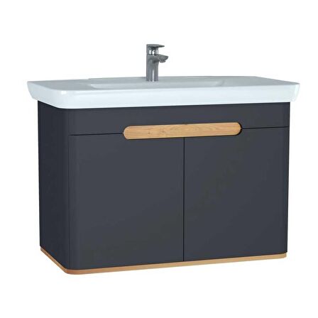 VitrA Sento Lavabo Dolabı 100 cm Kapaklı Mat Antrasit 60811