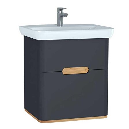 VitrA Sento Lavabo Dolabı 65 cm Çift Çekmeceli Mat Antrasit 60834