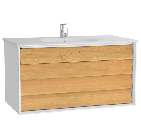 VitrA Frame 61232 Lavabo Dolabı, Çift Çekmeceli, Etajerli Lavabolu, 100 cm