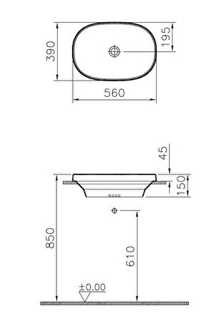 VitrA Frame 5652B483-0016 Tezgah üstü lavabo, Mat Siyah