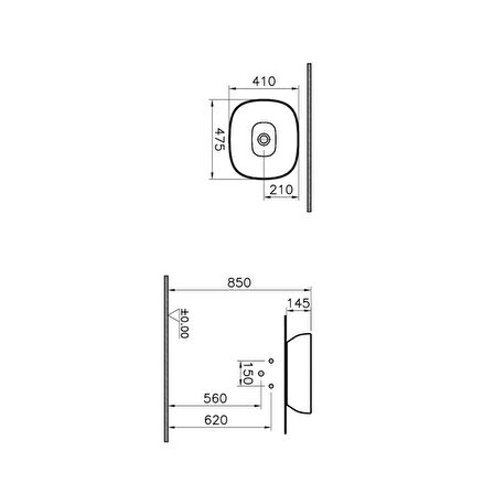 VitrA Outline 5994B403-0016 Kare Lavabo, VitrA Clean, 48 cm, Beyaz