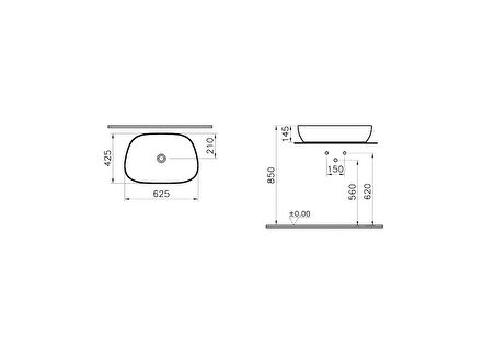 VitrA Outline 5993B420-0016 Çanak Lavabo, TV Şekilli, Mat Bej, 60x40 cm