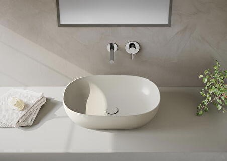 VitrA Outline 5995B420-0016 Oval Çanak Lavabo, 60 cm, Mat Bej