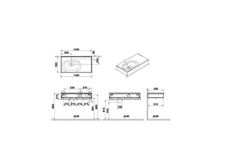 VitrA Equal 64088 Lavabo Ünitesi, 100 cm, Havluluklu, Beyaz