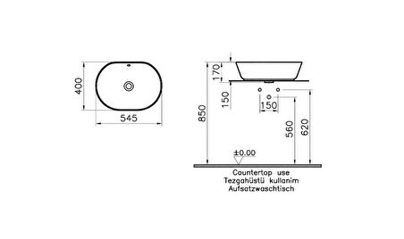 Vitra Geo Çanak Lavabo 55 cm 7427B003-0012