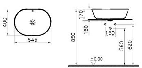 VitrA Geo Oval Çanak Lavabo 55 cm 7427B003-0016