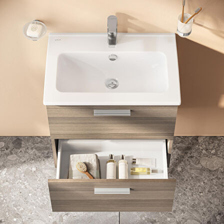 VitrA Mia 75072 Banyo Dolabı Seti Çekmeceli, Ayaklı, 60 cm, Cordoba