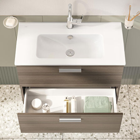 VitrA Mia 75076 Banyo Dolabı Seti Çekmeceli, Ayaklı, 80 cm, Cordoba