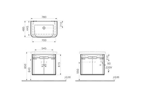 VitrA Sento 65871 Lavabo Dolabı, Kapaklı, Mat Fiyord Yeşili, 80 cm