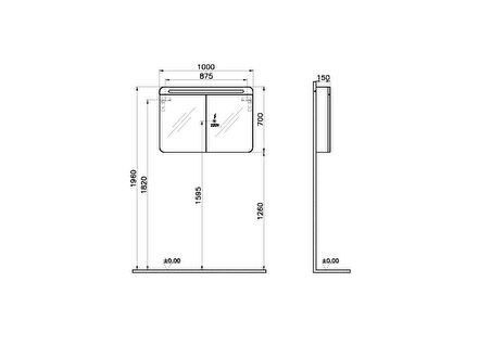 VitrA Sento 65890 Aydınlatmalı Dolaplı Ayna, Mat Fiyord Yeşili,100 cm