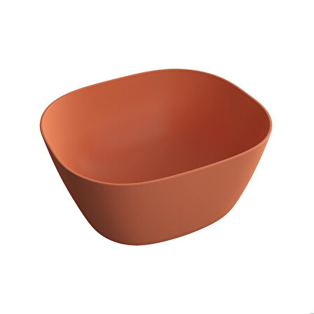 VitrA Plural 7811B477-0016 Kare Yüksek Çanak Lavabo, 45 cm, Mat Terra Rossa