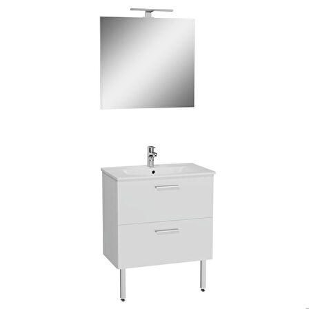 VitrA  Mia 66100 Banyo Dolabı Seti Çekmeceli, Ayaklı, 70 cm, Parlak Beyaz