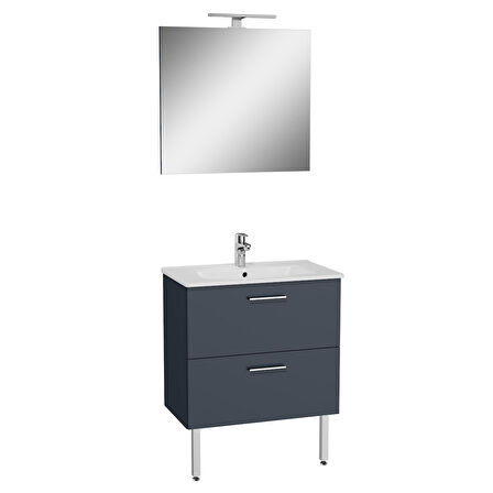 VitrA 66102 Mia Banyo Dolabı Seti Çekmeceli, Ayaklı, 70 cm, Antrasit