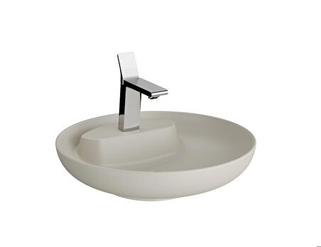 VitrA Memoria 5880B420-0563 Yuvarlak Çanak Lavabo, VitrA Clean, 50 cm, Bej