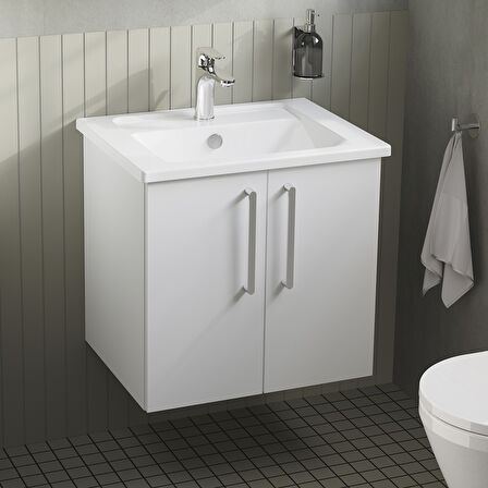 VitrA Root Flat 66354 Lavabo Dolabı, Kapaklı, Parlak Beyaz,60 cm