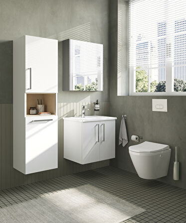 VitrA Root Flat 66354 Lavabo Dolabı, Kapaklı, Parlak Beyaz,60 cm