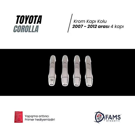 Toyota Corolla Uyumlu Krom Kapı Kolu 4 Kapı 2007-2012 P.çelik