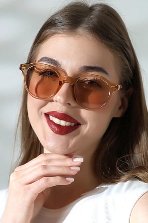 Kadın Aksesuarlı Oval Bal Rengi UV400 Güneş Gözlüğü 23007 c4